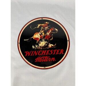 Ande Rooney Round 11" Western Rider Enameled Sign